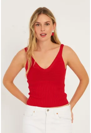 Kadın Kırmızı Triko Bluz SMT225