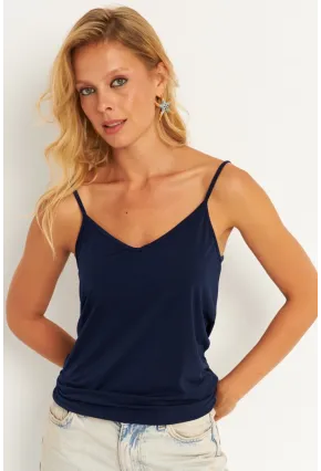 Kadın Lacivert Askılı Bluz AYD269