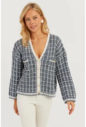 Kadın Lacivert Düğme Detaylı Hırka MİW4461