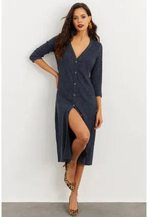 Kadın Lacivert Düğmeli Elbise İZ02464710