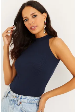 Kadın Lacivert Kaşkorse Kolsuz Bluz Yİ1566