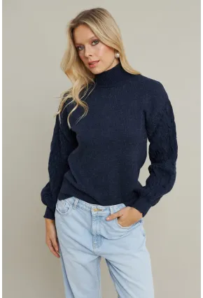 Kadın Lacivert Pencereli Kazak SE3