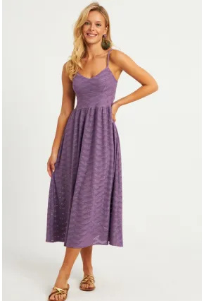 Kadın Lila Astarlı Brode Midi Elbise TW70102-90