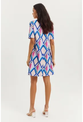 Kadın Lila Sırtı Fermuarlı Kare Yaka Elbise BK1432