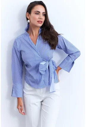 Kadın Mavi Bağlamalı Gömlek KED171