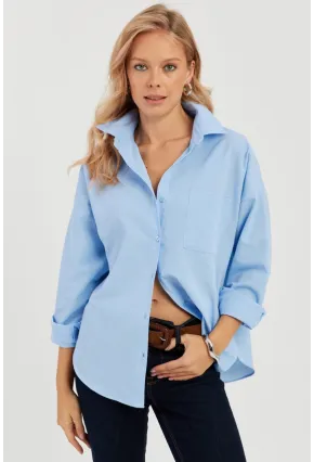 Kadın Mavi Basic Gömlek ZER403