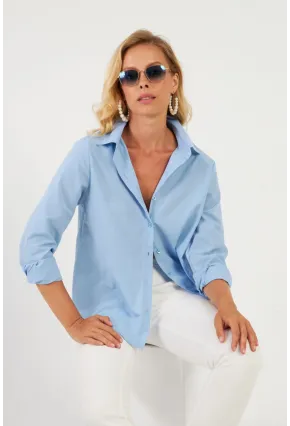 Kadın Mavi Basic Gömlek ZER411