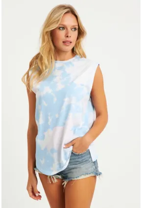 Kadın Mavi-Beyaz Batik T-Shirt AYD321