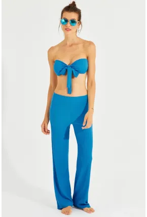 Kadın Mavi Büstiyerli Pantolon Takım YEL221225