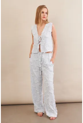 Kadın Mavi Çizgili Püsküllü Alt Üst Takım MOD2517