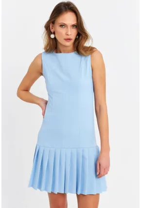 Kadın Mavi Eteği Pileli Mini Elbise FRY2265