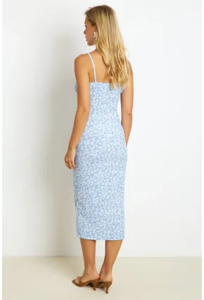Kadın Mavi İnce Askılı Midi Elbise MON125