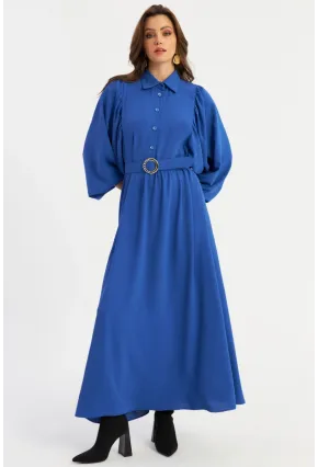 Kadın Mavi Kemerli Maxi Elbise MASF15