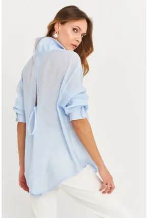 Kadın Mavi Sırtı Açık Gömlek MOD2369