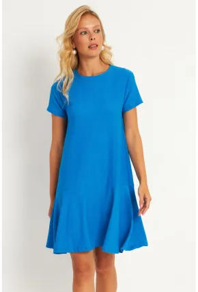 Kadın Mavi Sırtı Detaylı Bürümcük Midi Elbise ST055