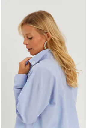 Kadın Mavi Taşlı Gömlek SF2550