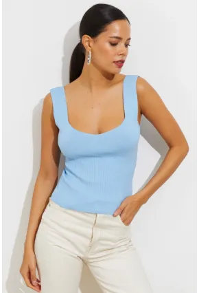 Kadın Mavi Triko Atlet YV117