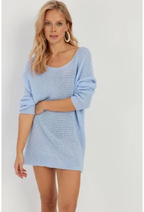 Kadın Mavi Triko Kazak SMT223