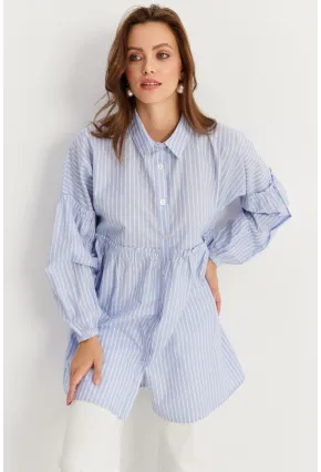 Kadın Mavi Tunik Gömlek MASF12