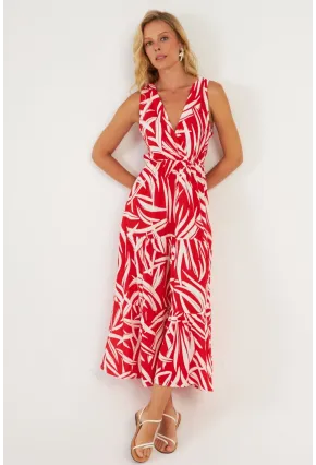 Kadın Mercan Desenli Kruvaze Midi Elbise YZ634