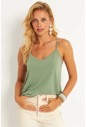 Kadın Mint Askılı Bluz AYD269