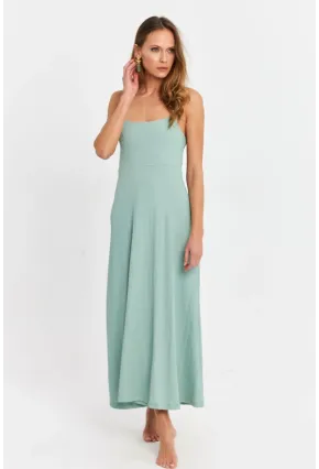 Kadın Mint Askılı Bürümcük Midi Elbise EY3057