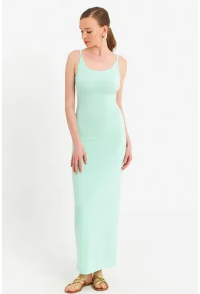 Kadın Mint Ayarlanabilir Askılı Maxi Elbise MEN2004
