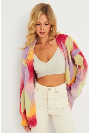 Kadın Multi Baklava Desenli Hırka KAZ23