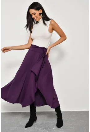 Kadın Mürdüm Asimetrik Etek LV52