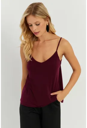 Kadın Mürdüm Askılı Bluz AYD269