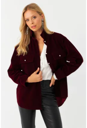 Kadın Mürdüm Süet Gömlek CAR1074