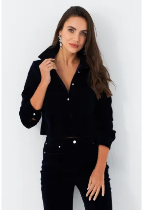 Kadın Parlament Taş Düğmeli Kadife Gömlek Ceket CAR1075