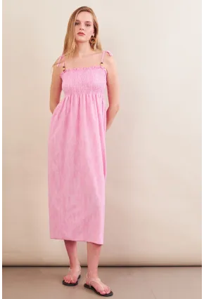 Kadın Pembe Gipeli Midi Plaj Elbisesi OR501