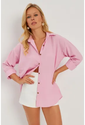 Kadın Pembe Gömlek Q987