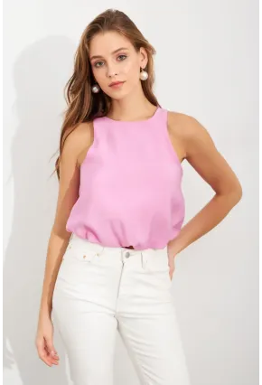 Kadın Pembe Kolsuz Balon Bluz SAN101