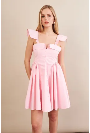 Kadın Pembe Midi Dokuma Elbise PSG1010