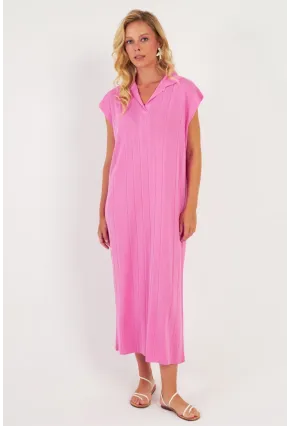 Kadın Pembe Triko Midi Elbise KZ3238