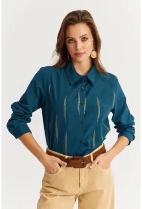 Kadın Petrol Taşlı Gömlek ZER412