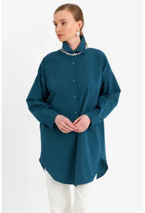 Kadın Petrol Tunik Gömlek MZER428