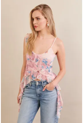 Kadın Pudra Desenli Fırfırlı Şifon Bluz FS033