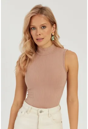 Kadın Pudra Fitilli Kolsuz Bluz LPP1261
