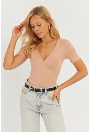 Kadın Pudra Kruvaze Bluz AYD304