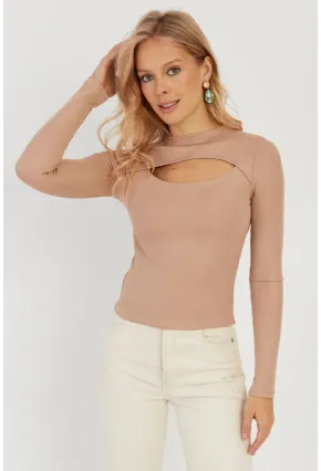 Kadın Pudra Pencereli Bluz LPP1256