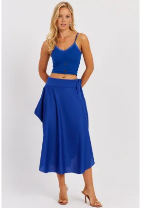 Kadın Saks Asimetrik Etek LV176