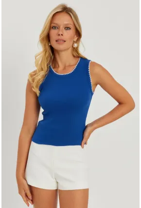 Kadın Saks Biyeli Kaşkorse Bluz AYD318