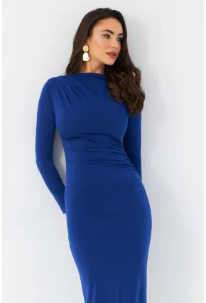 Kadın Saks Önü Büzgülü Midi Elbise FRY2260