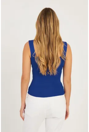 Kadın Saks Triko Bluz SMT224