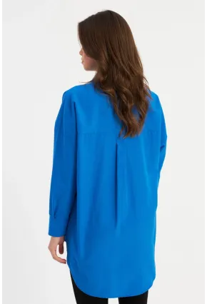 Kadın Saks Zımbalı Gömlek MASF2