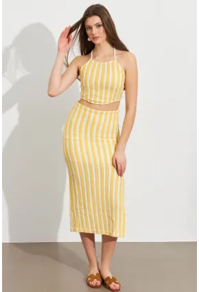 Kadın Sarı Etekli Triko Takım ROP108