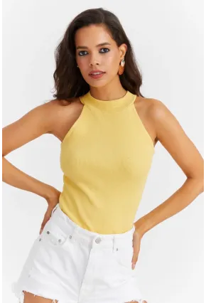 Kadın Sarı Kaşkorse Kolsuz Bluz Yİ1566